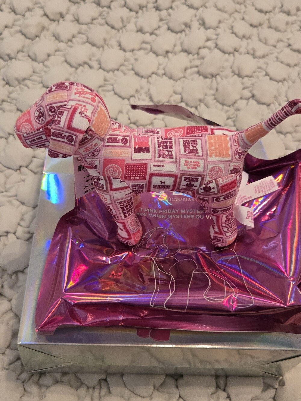 Victoria's Secret Pink Pattern Dog Plush Toy - Picture 2 of 6